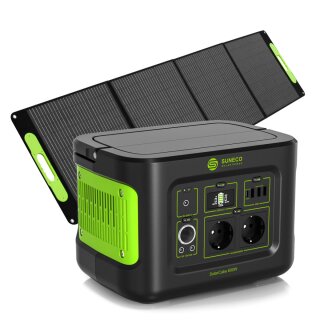 600W Powerstation mit Solarpanel | Tragbarer SolarCube 448Wh Spitzenleistung 1000W + 200W Solarpanel